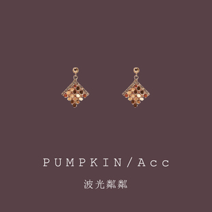 金属菱形亮片流苏小耳坠轻奢高级感耳钉蚊香盘耳夹女无耳洞新款