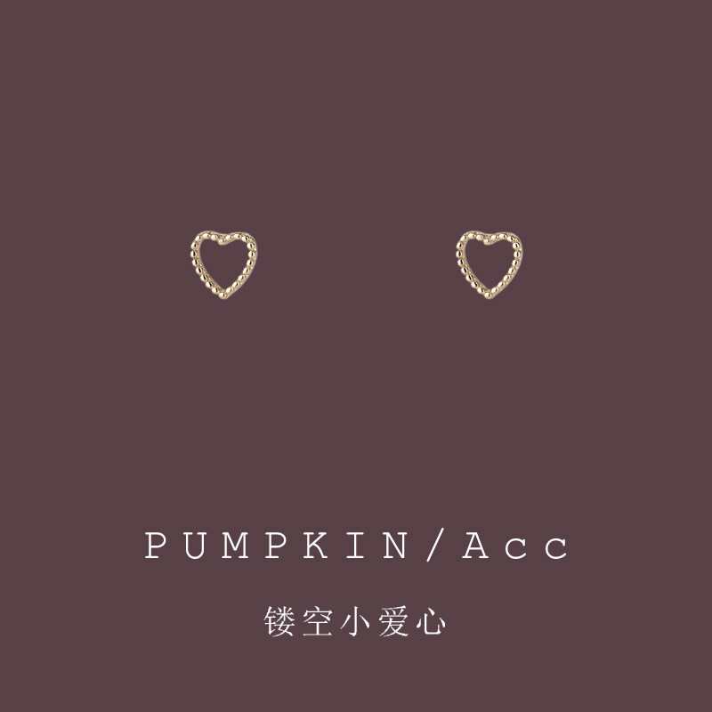 简约风镂空爱心小耳夹女无耳洞小巧精致心形耳钉日常款百搭耳饰