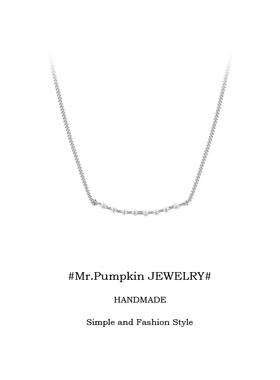 S925银闪钻一字笑脸纯银项链