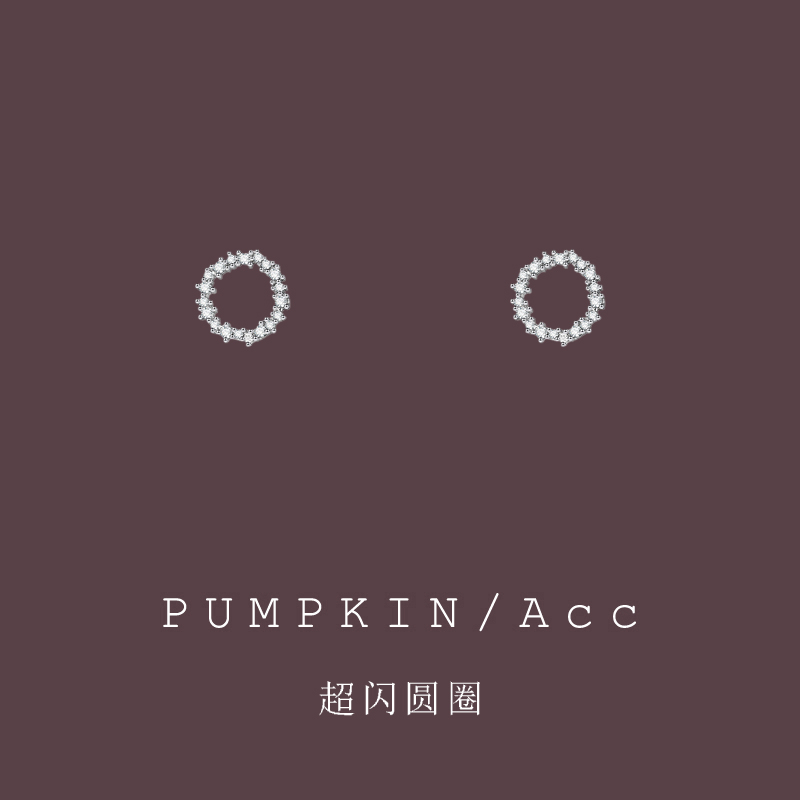 超闪简约几何圆形圈圈镶钻耳夹