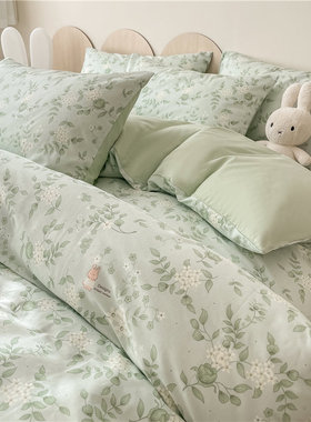 Sheyu story｜美式小清新100全棉纯棉四件套花卉三件套床单床笠款