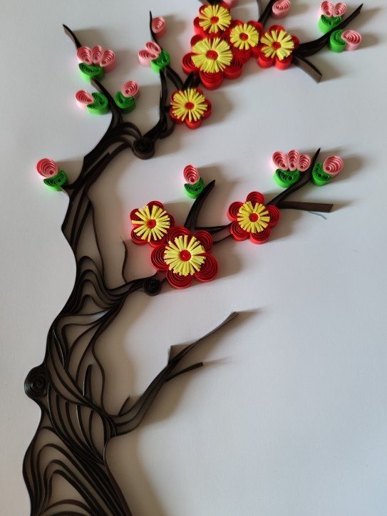 手工制作梅花a4衍纸画成品diy彩纸粘贴学生亲子美术作业现货包邮