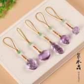 原创紫水晶手机链小挂件简约女款 饰品狐狸挂饰 吊坠创意可爱钥匙装