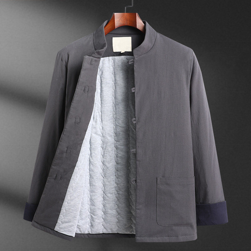 秋冬男士休闲棉麻立领盘扣中式复古棉衣青年潮流薄棉服纯色棉外套,男装,唐装,淘宝优惠券,粉丝福利购,淘宝优惠卷