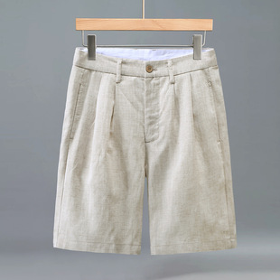 男士 短裤 休闲宽松五分裤 透气莱赛尔麻西装 青年男 薄款 天丝亚麻短裤