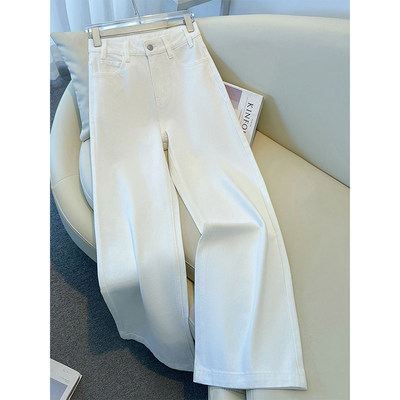 高级感白色阔腿牛仔裤女2