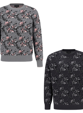 特价韩国代购St ANDREWS高尔夫穿搭圆领套头印花图案长袖针织衫女