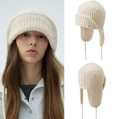 韩国代购clove高尔夫25年秋冬户外护耳针织毛线防风保暖针织帽女