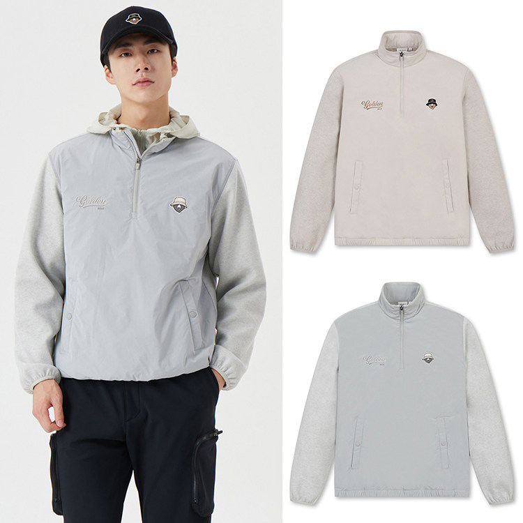 韩国代购GOLDEN BEAR高尔夫25秋冬防风撞色运动户外抓绒衣T恤衫男
