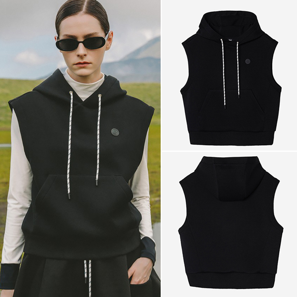 韩国代购OBER高尔夫穿搭25秋冬中性风宽松连帽运动户外马甲背心女