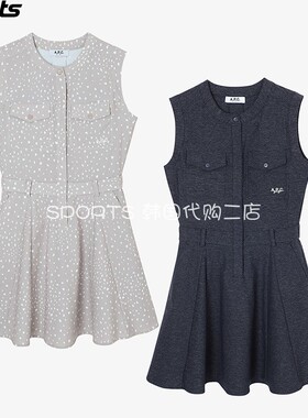 韩国代购APC高尔夫穿搭26夏淑女风无袖收腰圆领运动透气连衣裙女