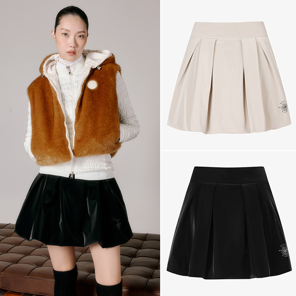 韩国代购southcape高尔夫穿搭25秋简约亮面百搭公主裙运动短裙女