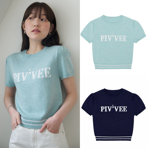 韩国代购Pivvee高尔夫26年春夏户外运动圆领舒适针织衫短袖T恤女
