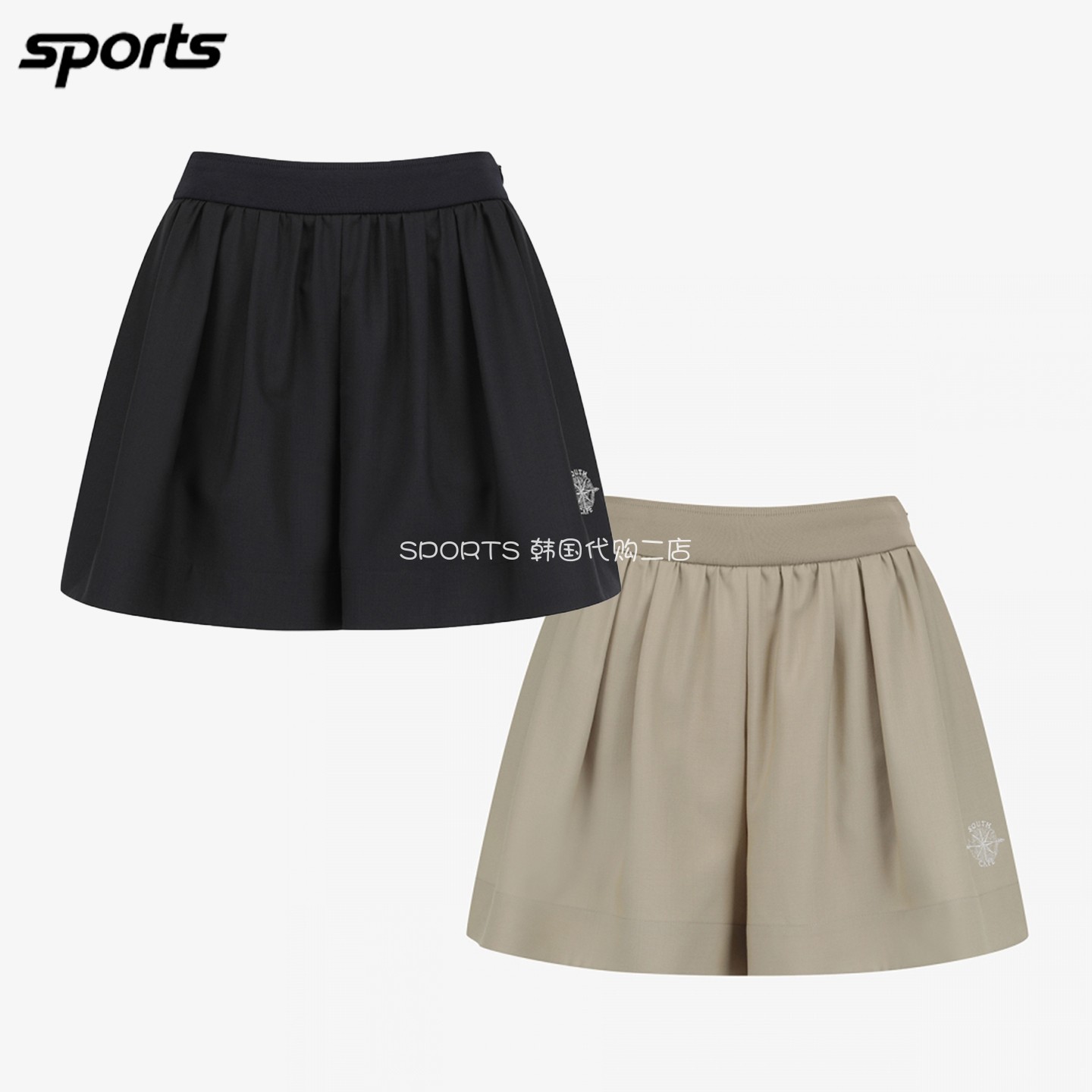 韩国代购southcape高尔夫穿搭26初秋松紧腰运动户外阔腿裤短裤女