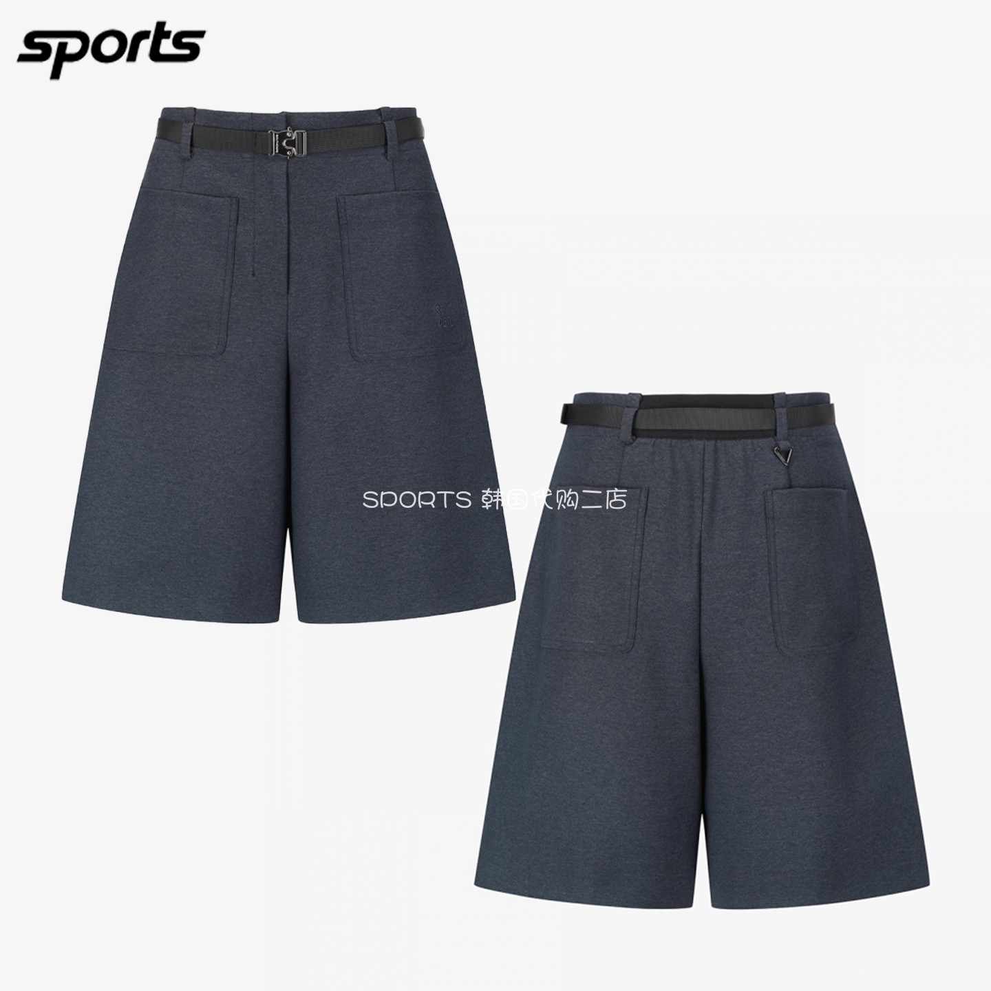 韩国代购southcape高尔夫26初秋中性风腰带防水户外阔腿裤短裤女