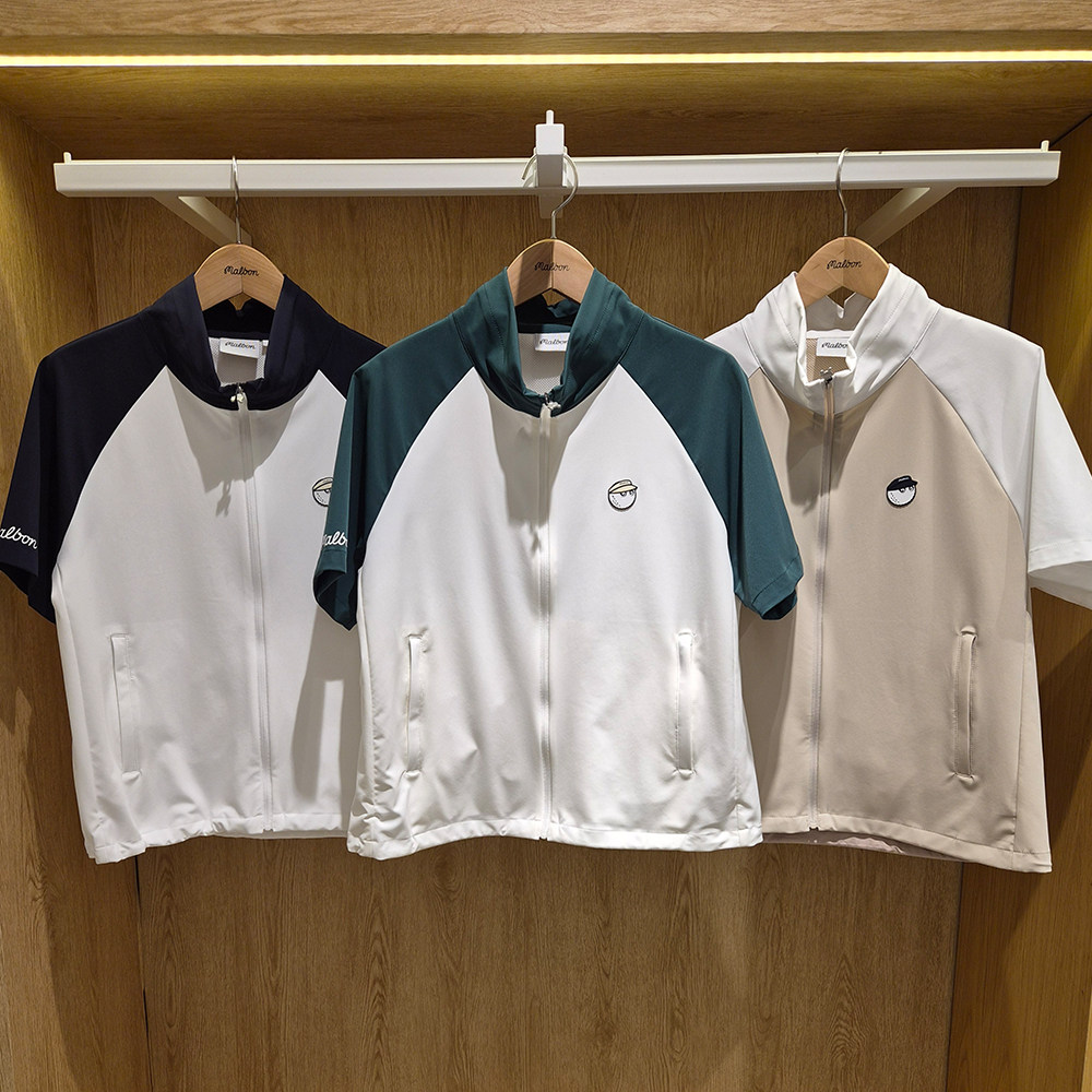 韩国代购MALBON高尔夫26年春夏户外立领拉链运动短袖外套夹克女