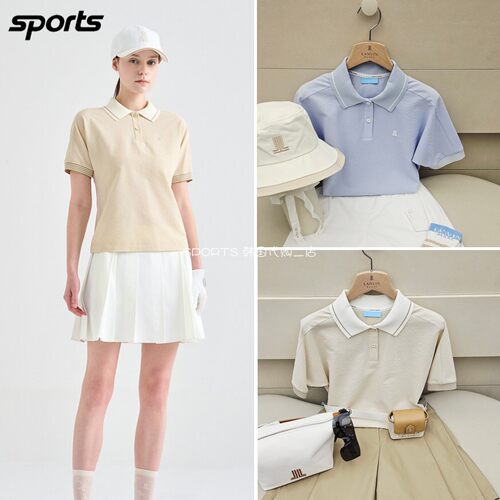 韩国代购lanvin blanc高尔夫球服26春夏女吸湿速干翻领短袖上衣
