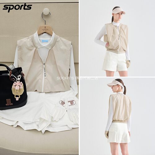 韩国代购lanvin blanc高尔夫球服26春夏女纯色轻质圆领拉链马甲