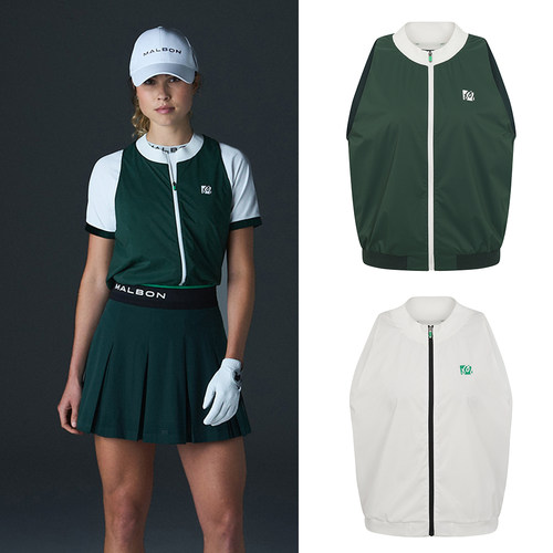 韩国代购MALBON高尔夫穿搭26春夏户外圆领拉链透气休闲运动马甲女