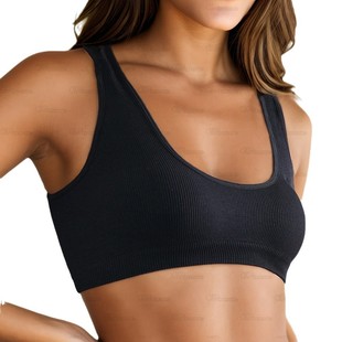 外贸新款螺纹大U美背运动内衣无缝裹胸聚拢无钢圈文胸瑜伽背心式
