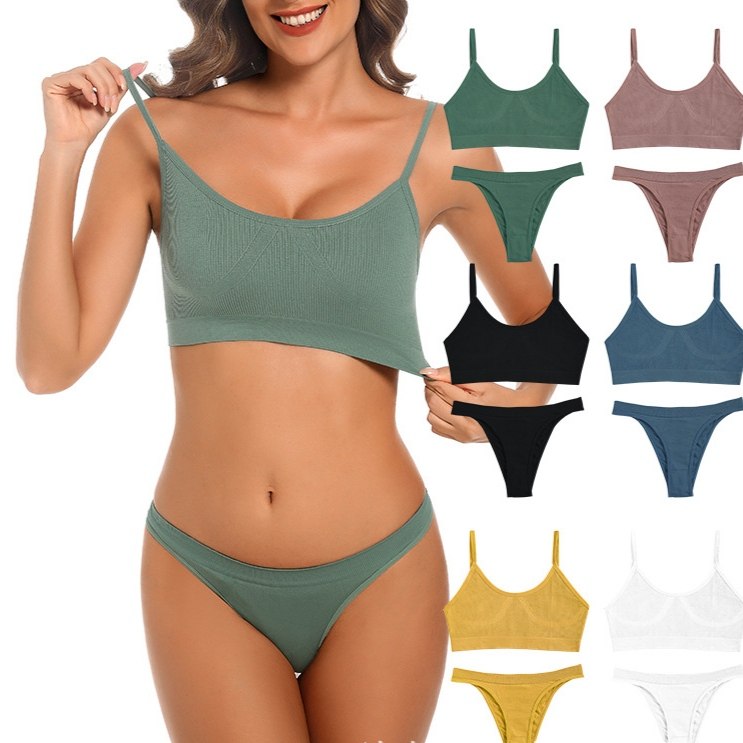 大U抹胸美背运动瑜伽套装丁字T裤少女文胸吊带无钢圈无胸垫内衣女,女士内衣/男士内衣/家居服,文胸套装,淘宝优惠券,粉丝福利购,淘宝优惠卷