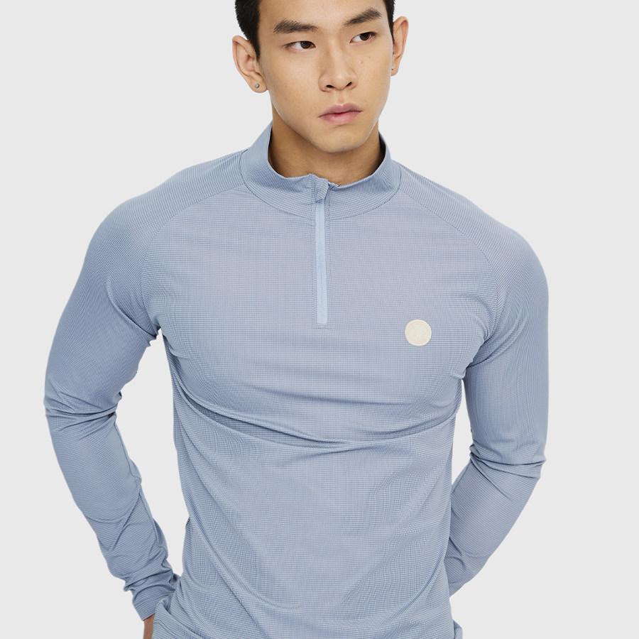 GAGNONLEE AW 浅蓝/中灰 硅胶logo7A抗菌网格针织套头运动上衣