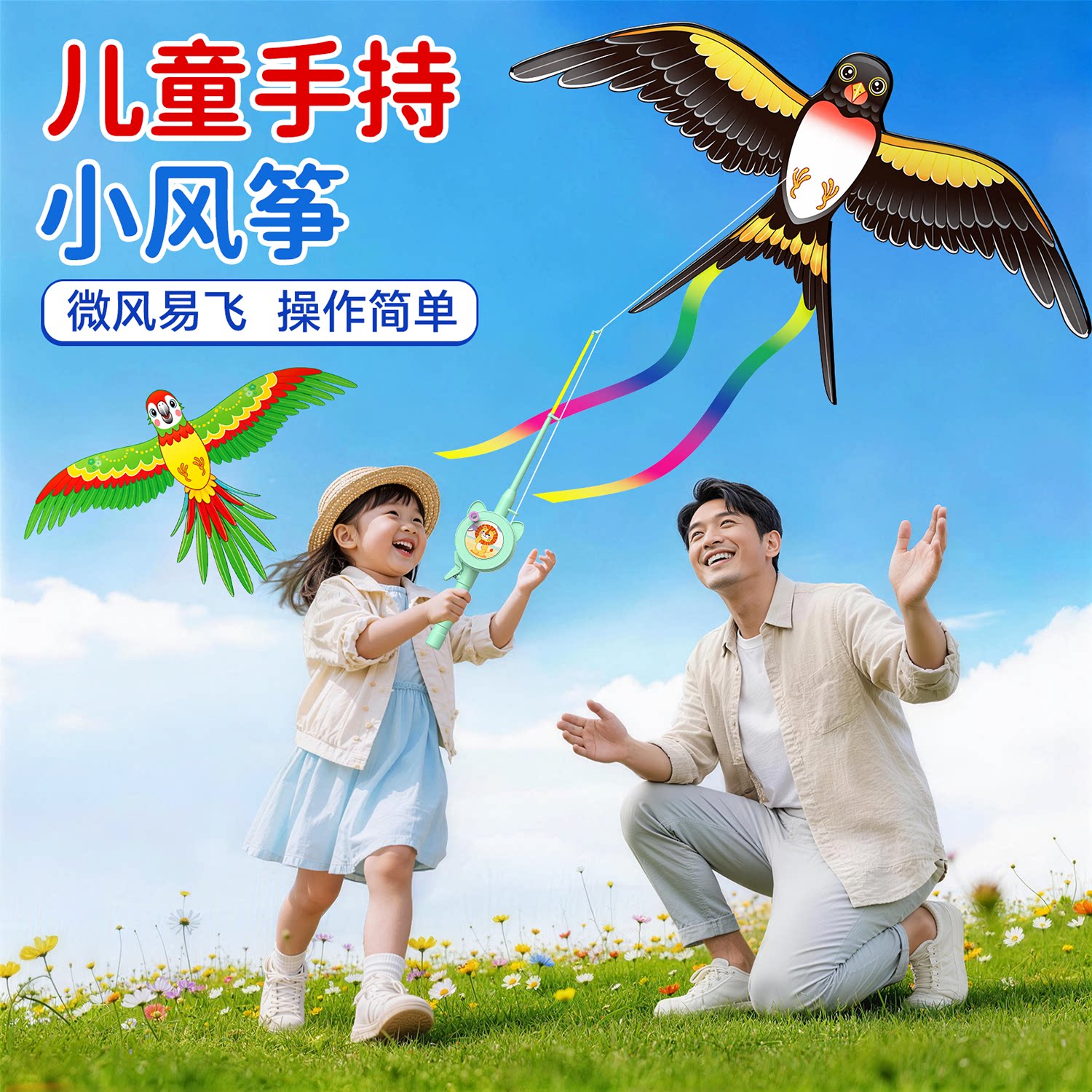 【微风易飞不用跑】儿童手持风筝图片