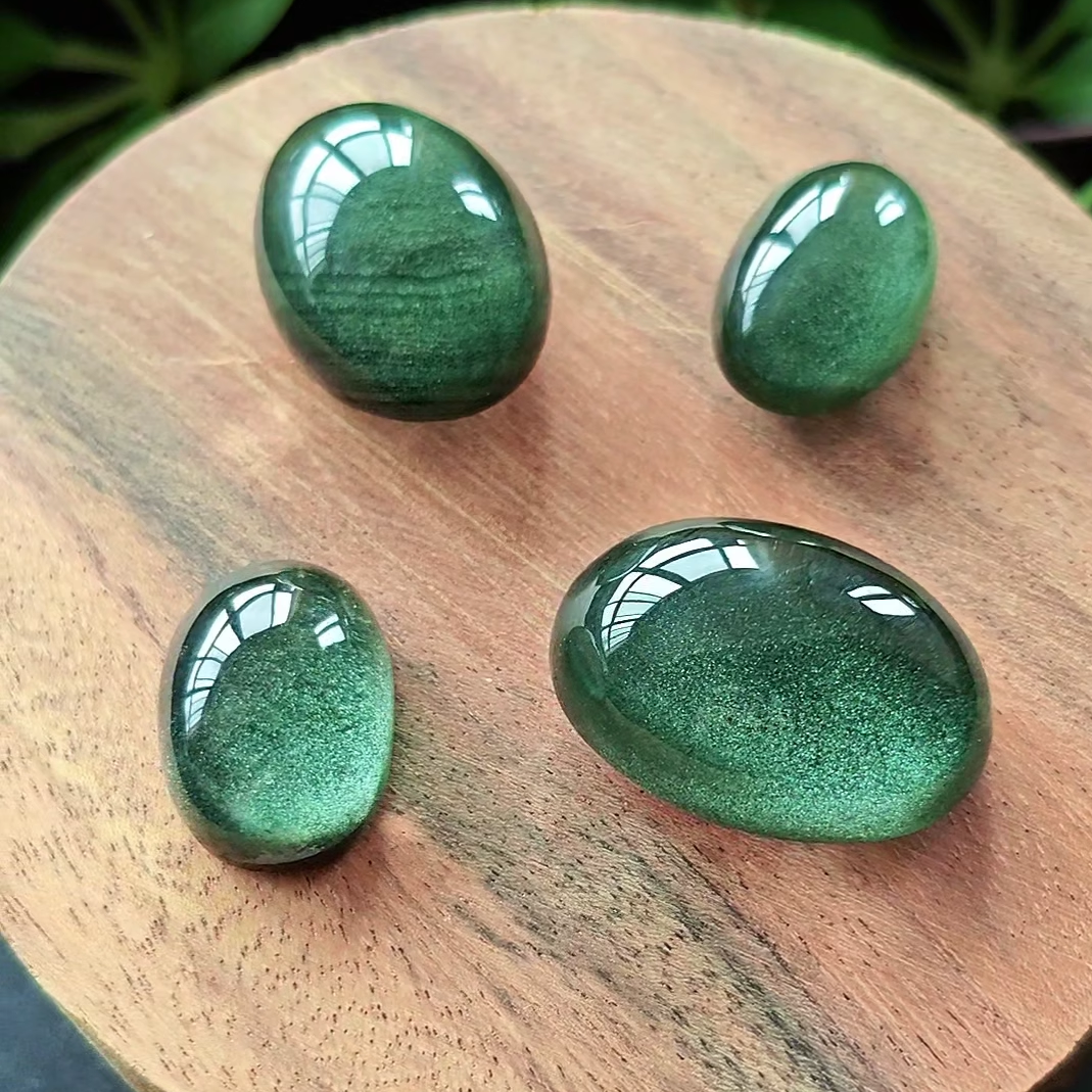 天然绿幽灵吊坠戒面裸石千层山星光金沙绿幽灵高货五行定制水晶