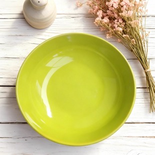 2个装ins风盘子高档圆形美式沙拉甜品早餐碗加深加厚好看的绿色盘