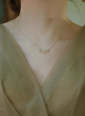 S925纯银和田玉项链女轻奢小众