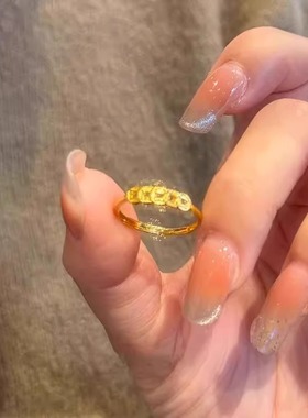 碎碎冰五帝钱戒指女轻奢高级感