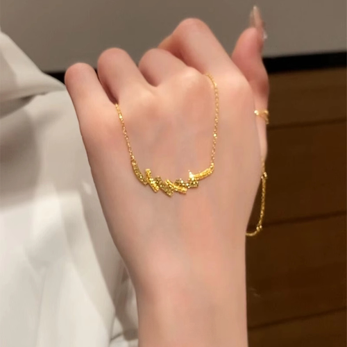 S925银金色碎碎冰海浪项链女爆闪
