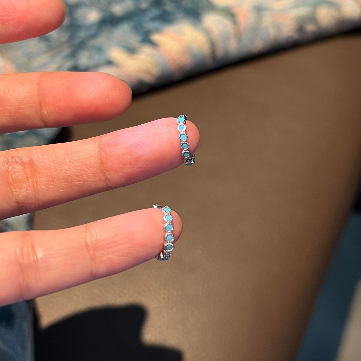 简约mini蓝松石耳扣女复古耳环