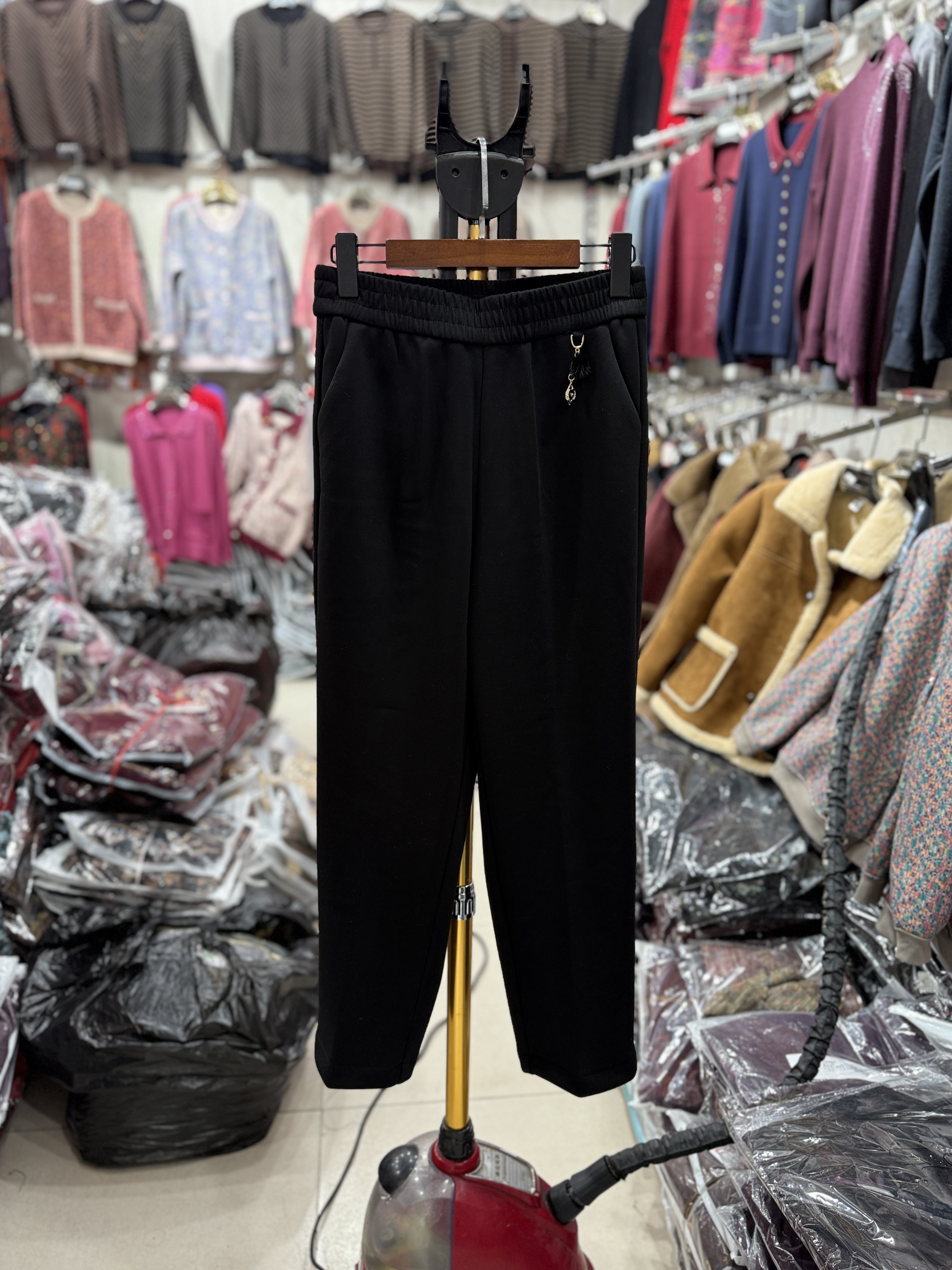 金倩梦101-5中老年妈妈加绒加厚高腰高弹力中老年休闲大码直筒裤