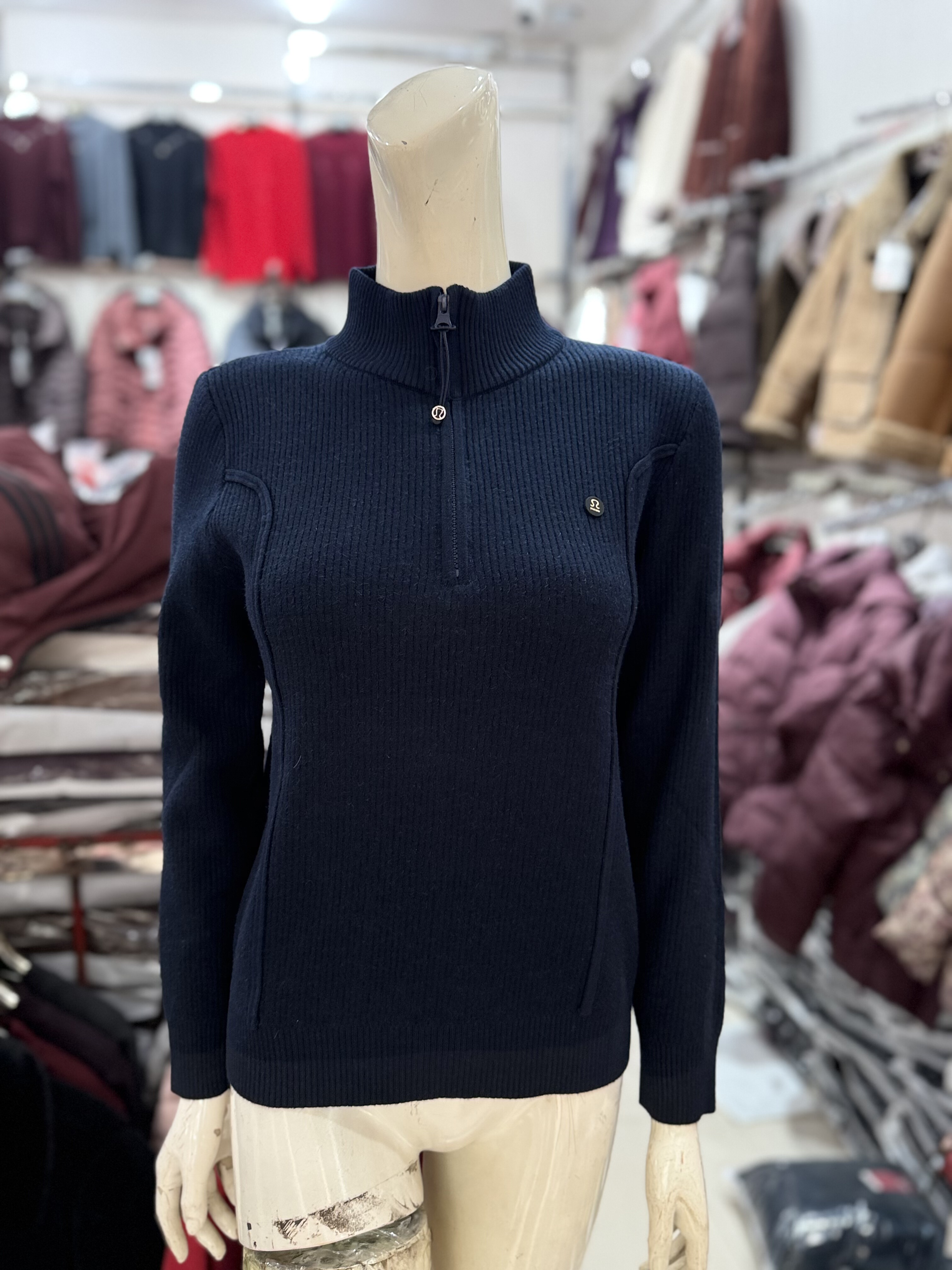 中老年妈妈冬一体绒加厚保暖毛衣女半开领拉链针织打底衫内搭上衣