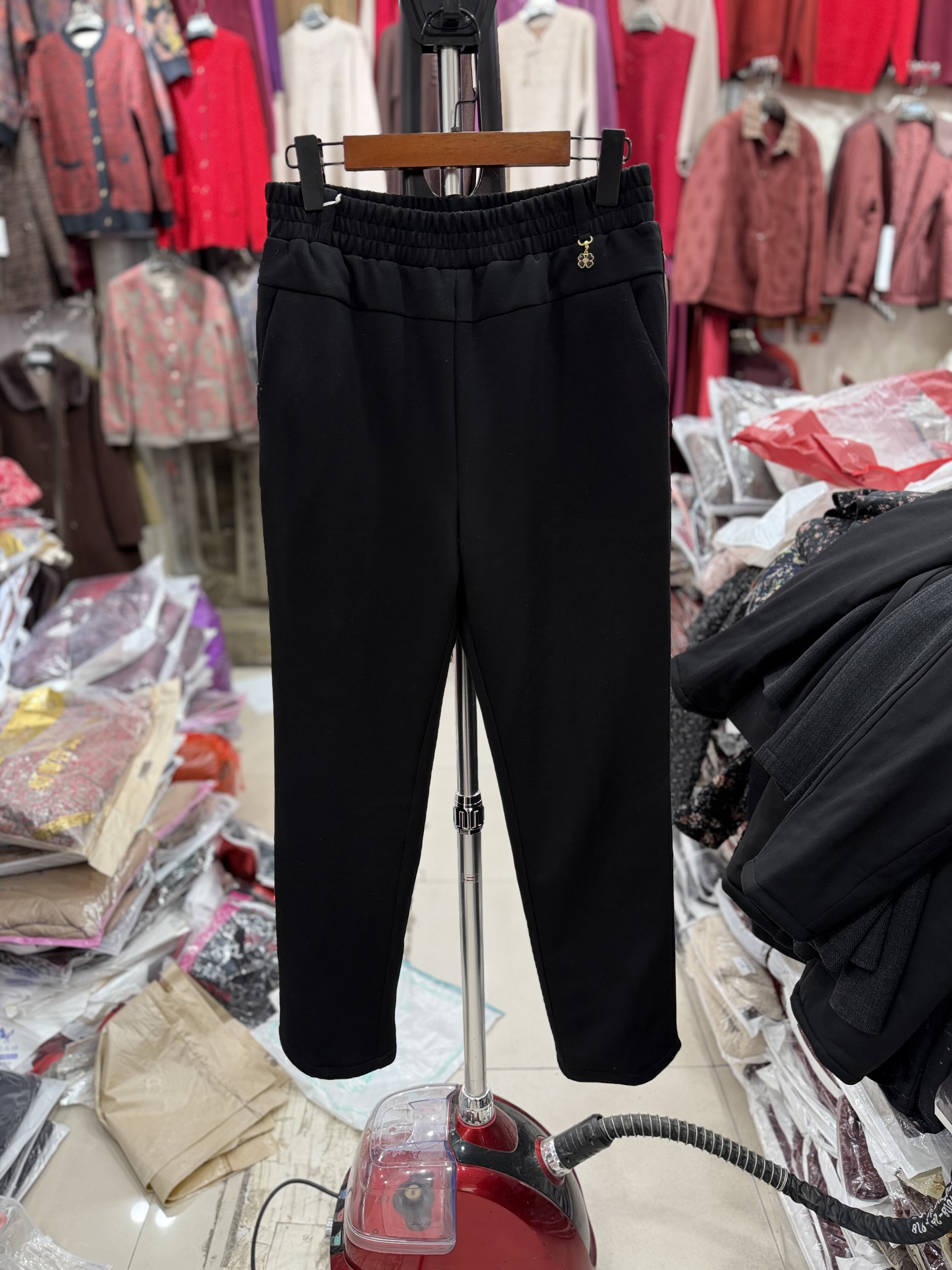 金倩梦6812大码加绒加厚保暖棉裤中老年松紧高腰高弹力妈妈直筒裤