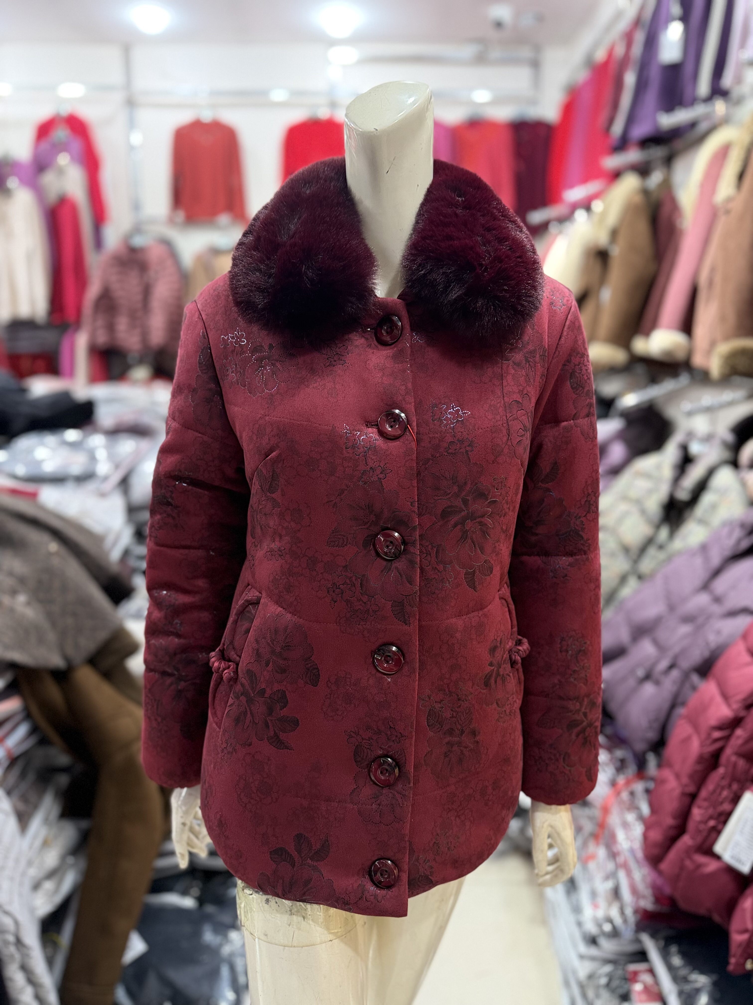 奶奶冬季加绒加厚棉袄棉服外套大码显瘦短款毛领妈妈婆婆保暖棉衣