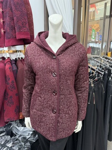 佳源95-108大码冬新款时尚中老年连帽棉服加绒加厚中款妈妈装外套