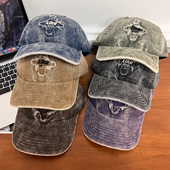 韩版 情侣 字母潮流个性 男女做旧十字毛边水洗风格 棒球帽子休闲时尚