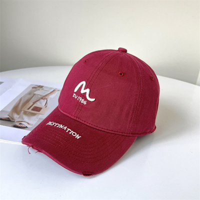 2025字母刺绣棒球帽破洞鸭舌帽