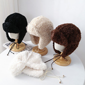 日单 冬季 加绒加厚保暖纯色羊羔毛防风防寒雷锋帽百搭东北滑雪帽