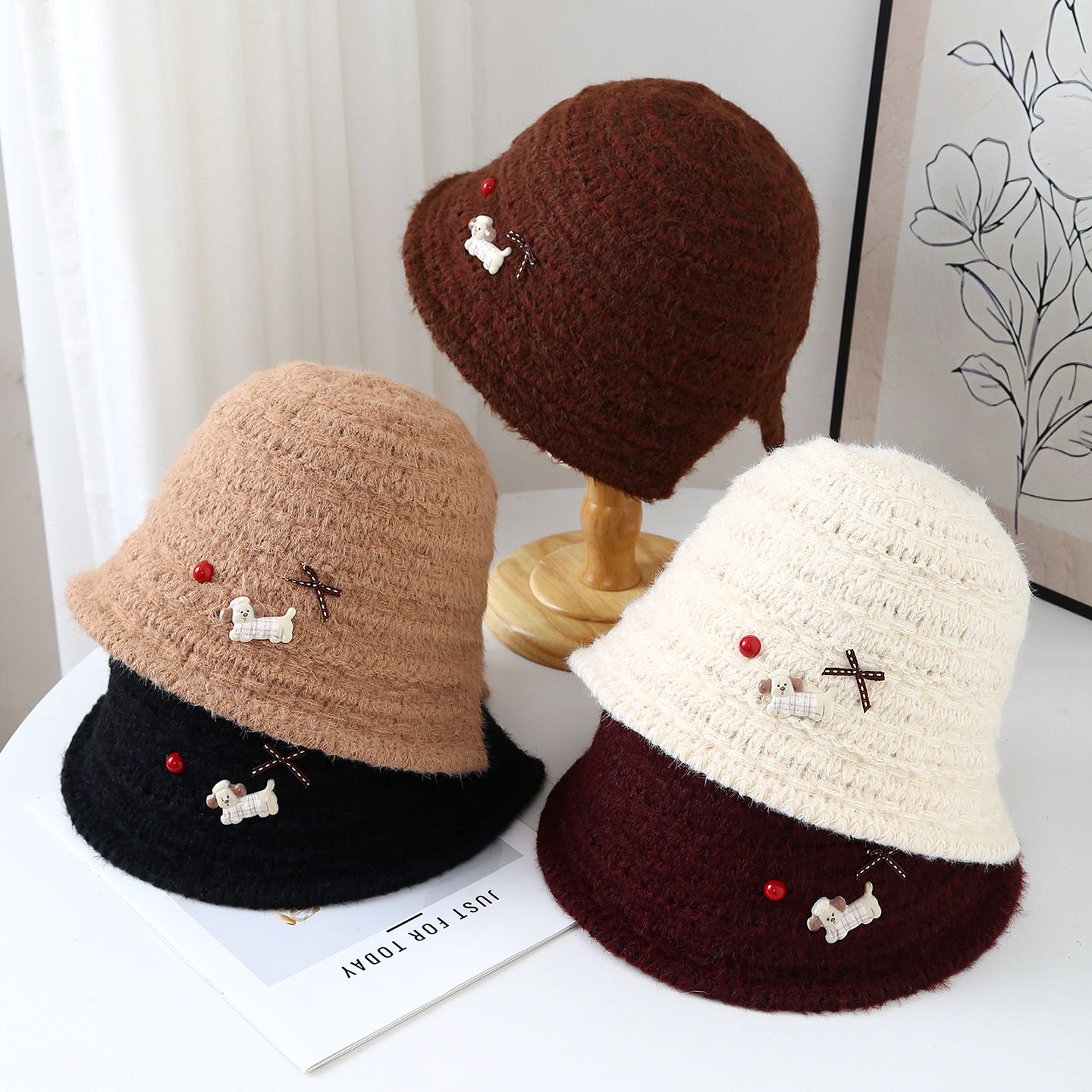 韩国毛线渔夫帽秋冬保暖水桶帽