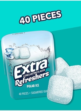 美国原装EXTRA Gum 极地冰散装口香糖  无糖,40 片可重复密封瓶