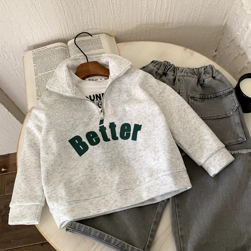 2025新款中小儿童半拉链polo衫韩版洋气长袖卫衣男童炸街运动潮款