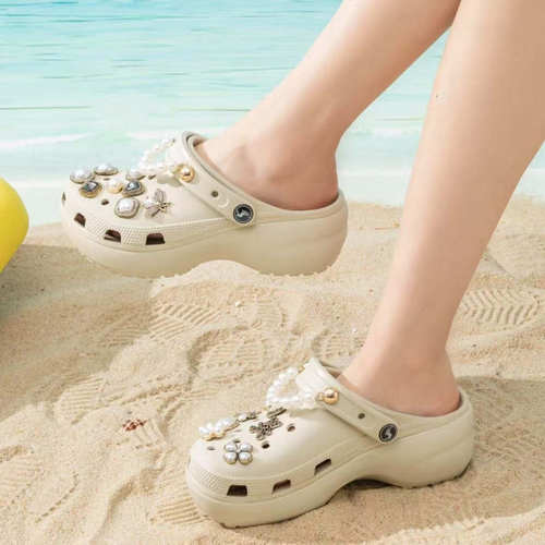 外穿厚底防滑防臭沙滩增高洞洞鞋