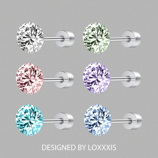 Loxxxis 6mm华子耳钉 洗澡睡觉免摘爆闪高级感医用钛钢耳蜗耳骨钉