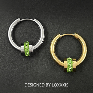 Loxxxis 绿钻隔珠耳环 小众设计欧美嘻哈风高级感无性别钛钢耳钉