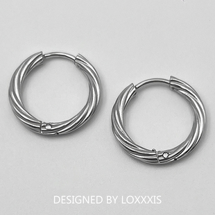 Loxxxis 梅花扭纹设计感耳环 小众欧美嘻哈钛钢冷淡风无性别耳钉
