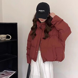 韩国连帽羽绒服女2024冬新款加厚洋气小个子短款白鸭绒面包服外套