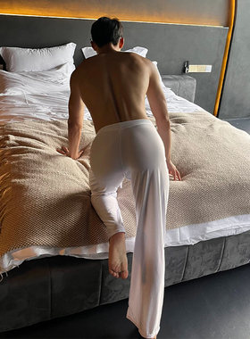 【翘臀嫩男】 冰丝莫代尔家居裤男士睡裤垂感瑜伽裤秋冬 第2条5折